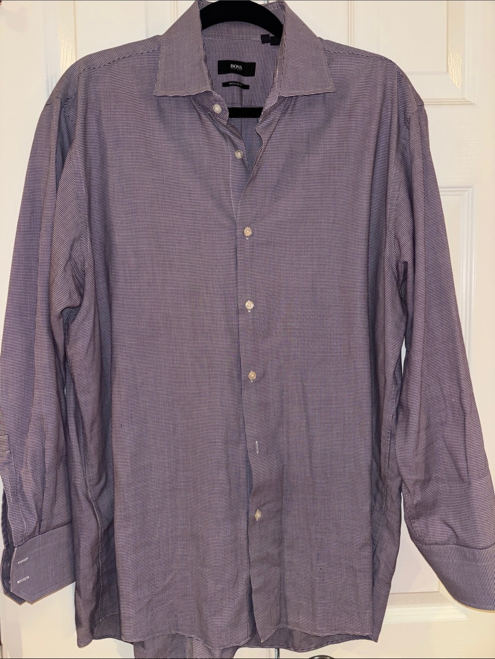Boss Men's Lavender Micro-Check Dress Shirt